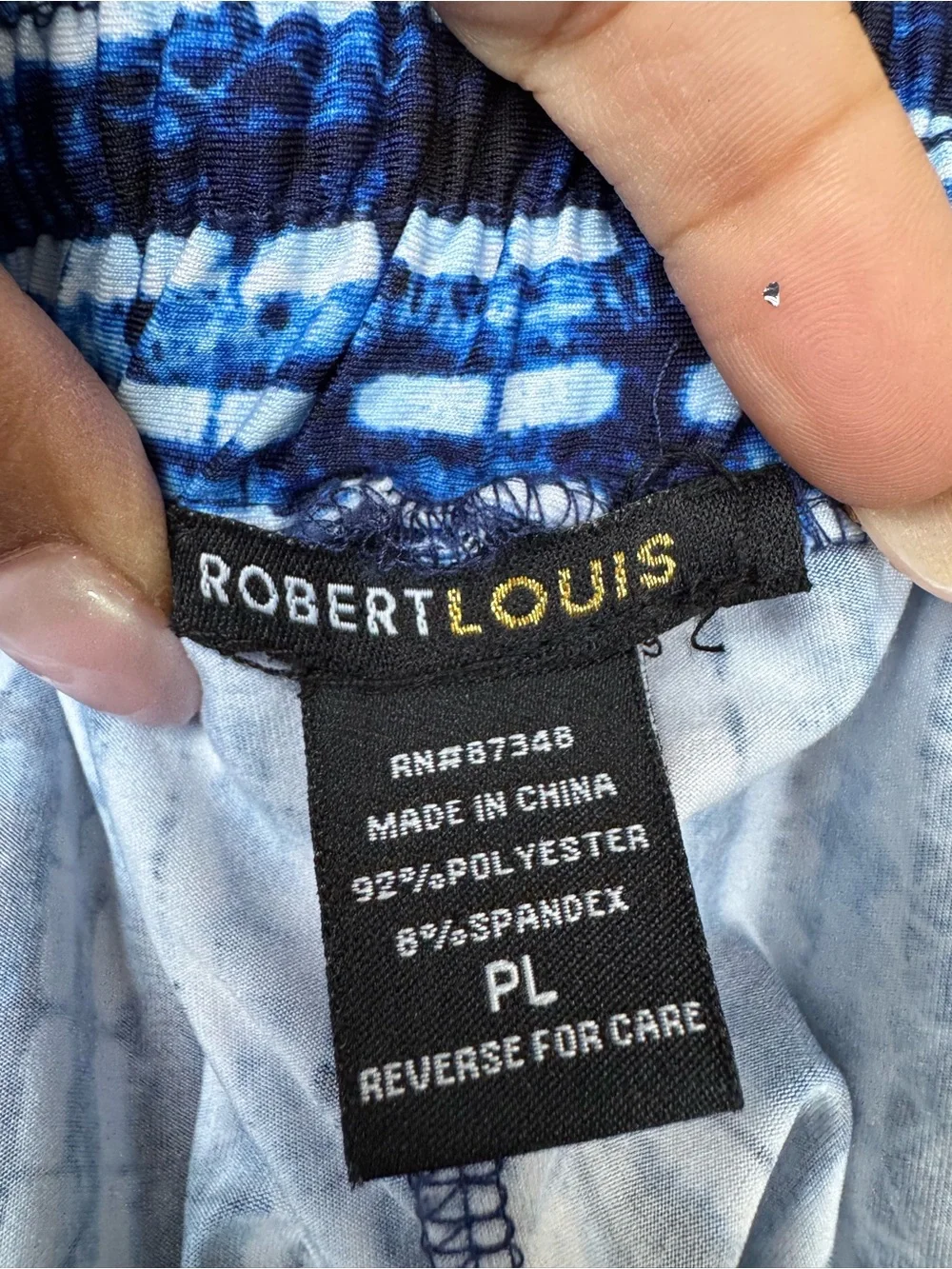 Robert Louis Petite Large Blue Tie Dye Pull On Wide Leg Stretch Pants PL